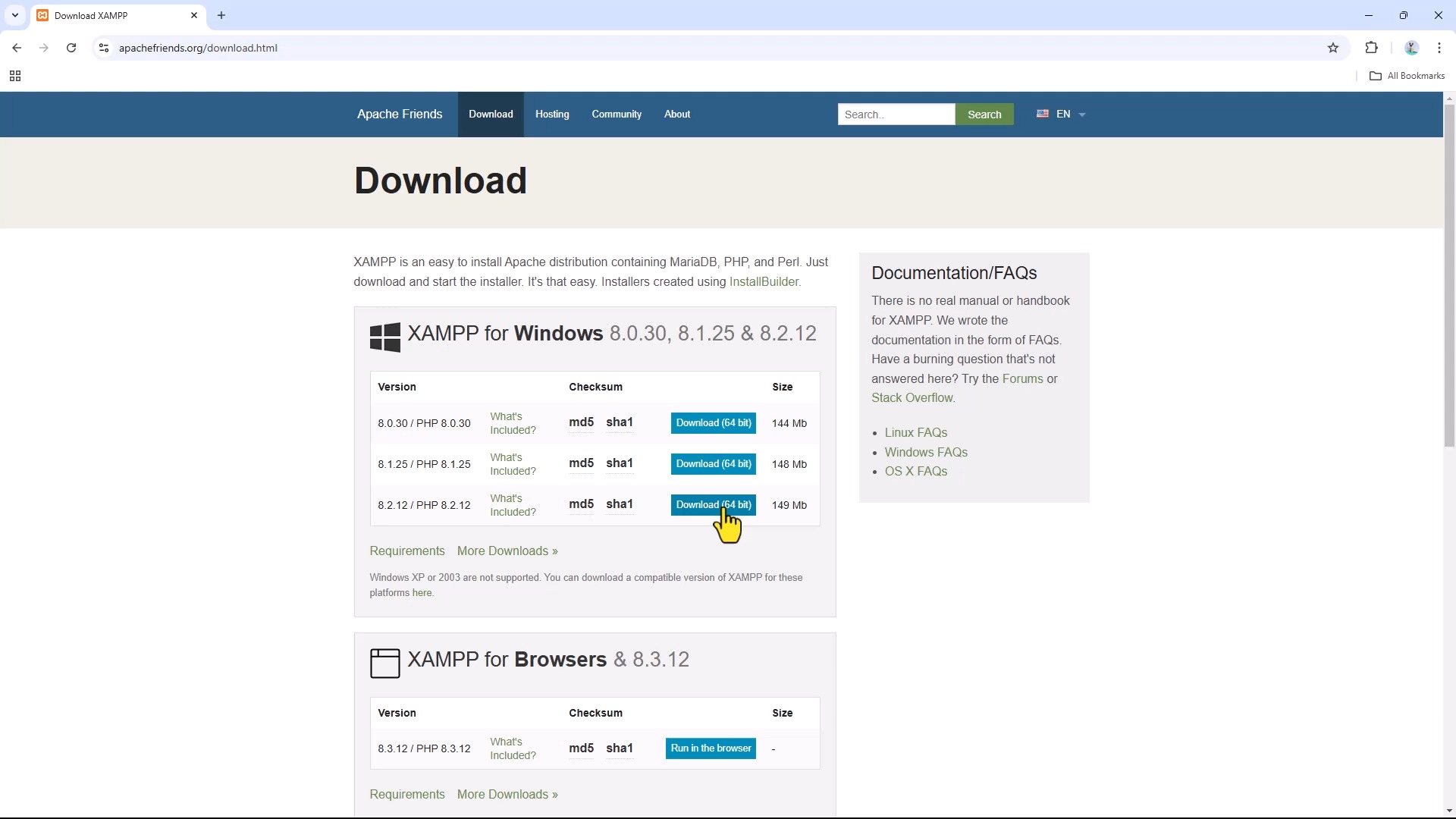 how to install xampp on windows 11 2025 (php 8.2.12)