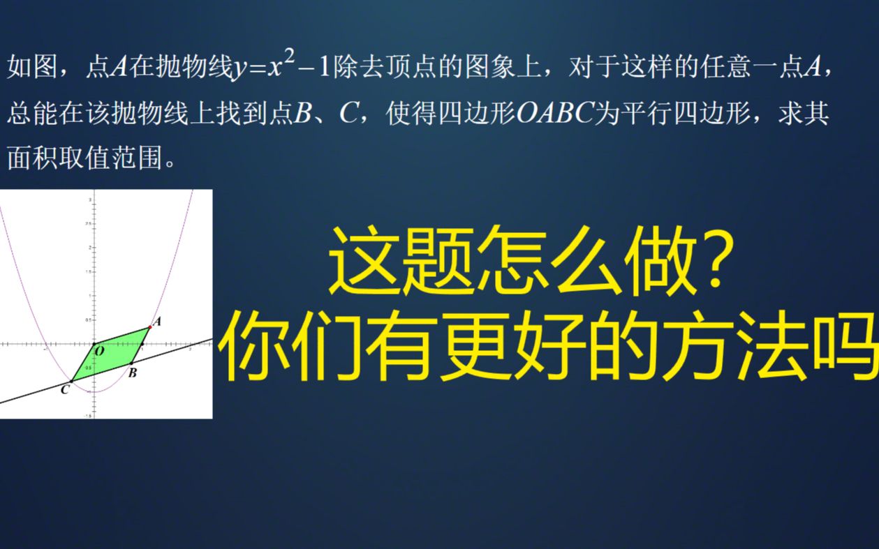 暂时没有好的方法,代数法强算!:抛物线内平行四边形面积的取值范围哔哩哔哩bilibili