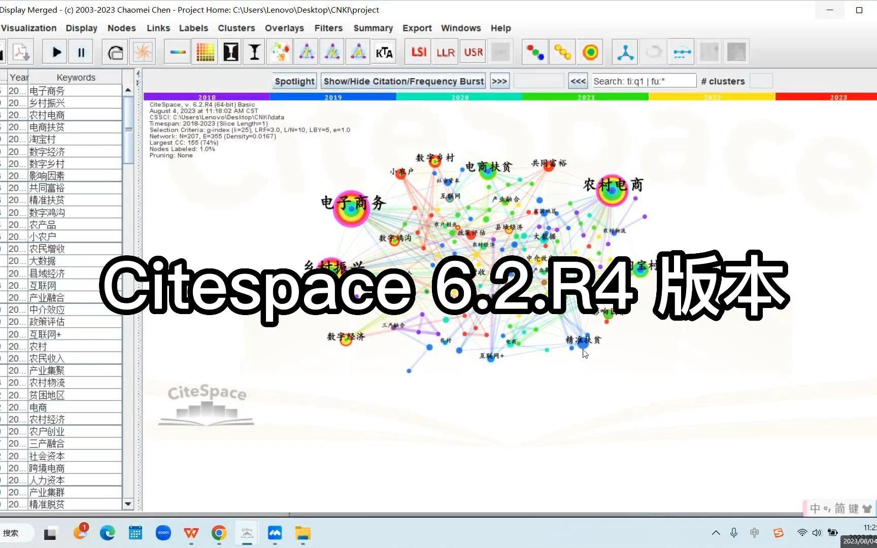 [图]Citespace6.2.R4 版本操作流程  发文量/作者共现/关键词共现/关键词聚类/时间线图/突现图