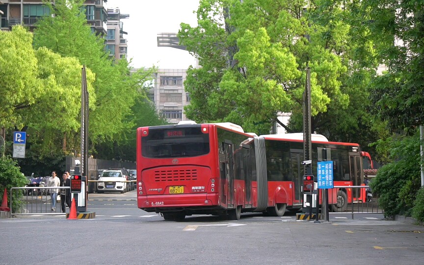 【杭州公交】杭州公交b1q jnp6180gm(6-6842)黄龙公交站出站_哔哩哔哩