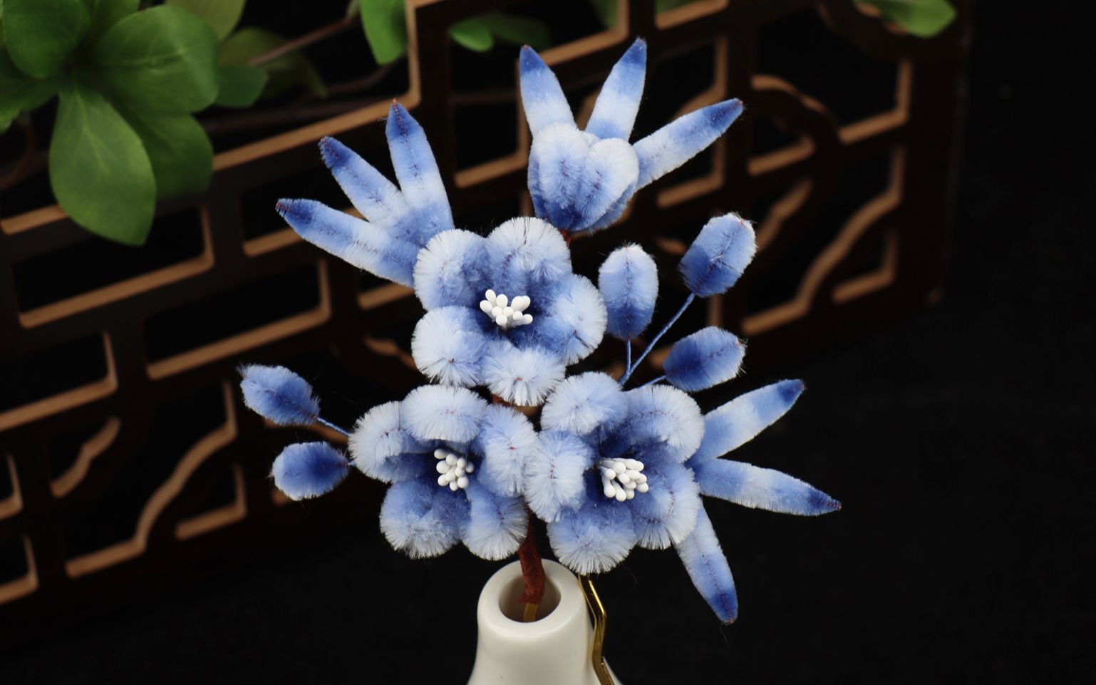 梅竹 非遗绒花diy手工制作教程 绒花教程