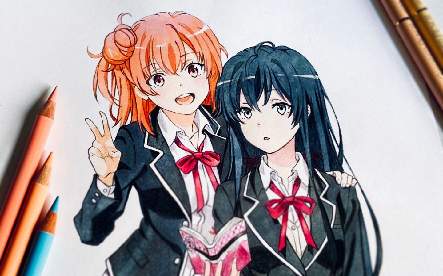 手绘爆肝画我的青春恋爱物语果然有问题大老师最终选了谁我2个都要