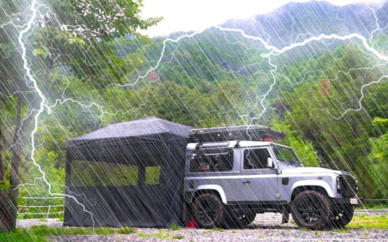 [图]雷雨天气独自在野外露营，夜晚听着雨声入睡太安逸了