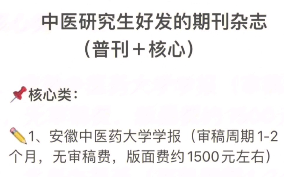 [图]中医研究生最好发的期刊杂志!!普刊+核心期刊