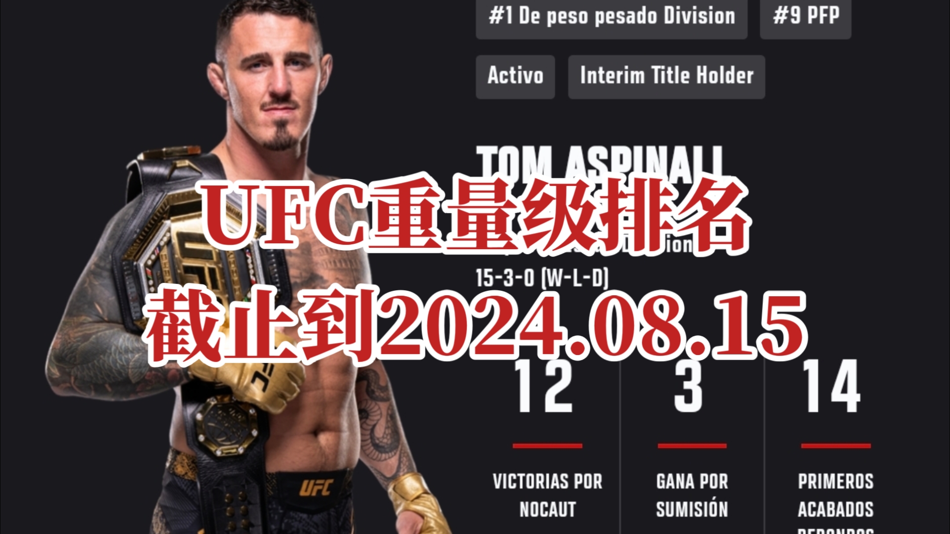 UFC重量级排名,截止到2024.08.15,史诗级变动,“火警”米欧奇排名终于动了,期待两个历史最佳的退休之战哔哩哔哩bilibili