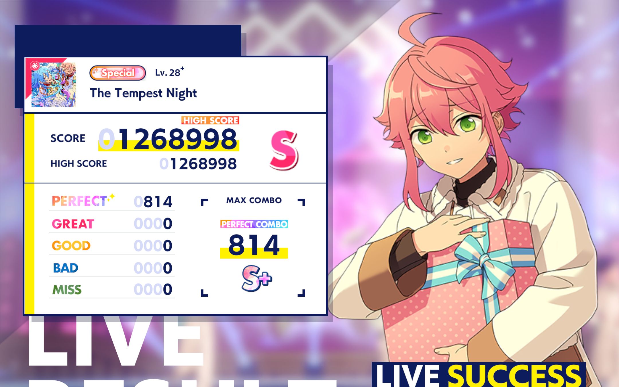 ES!!Music[Lv.28+SP]The Tempest Night (暴风雨之夜) PERFECT COMBO哔哩哔哩bilibili偶像梦幻祭