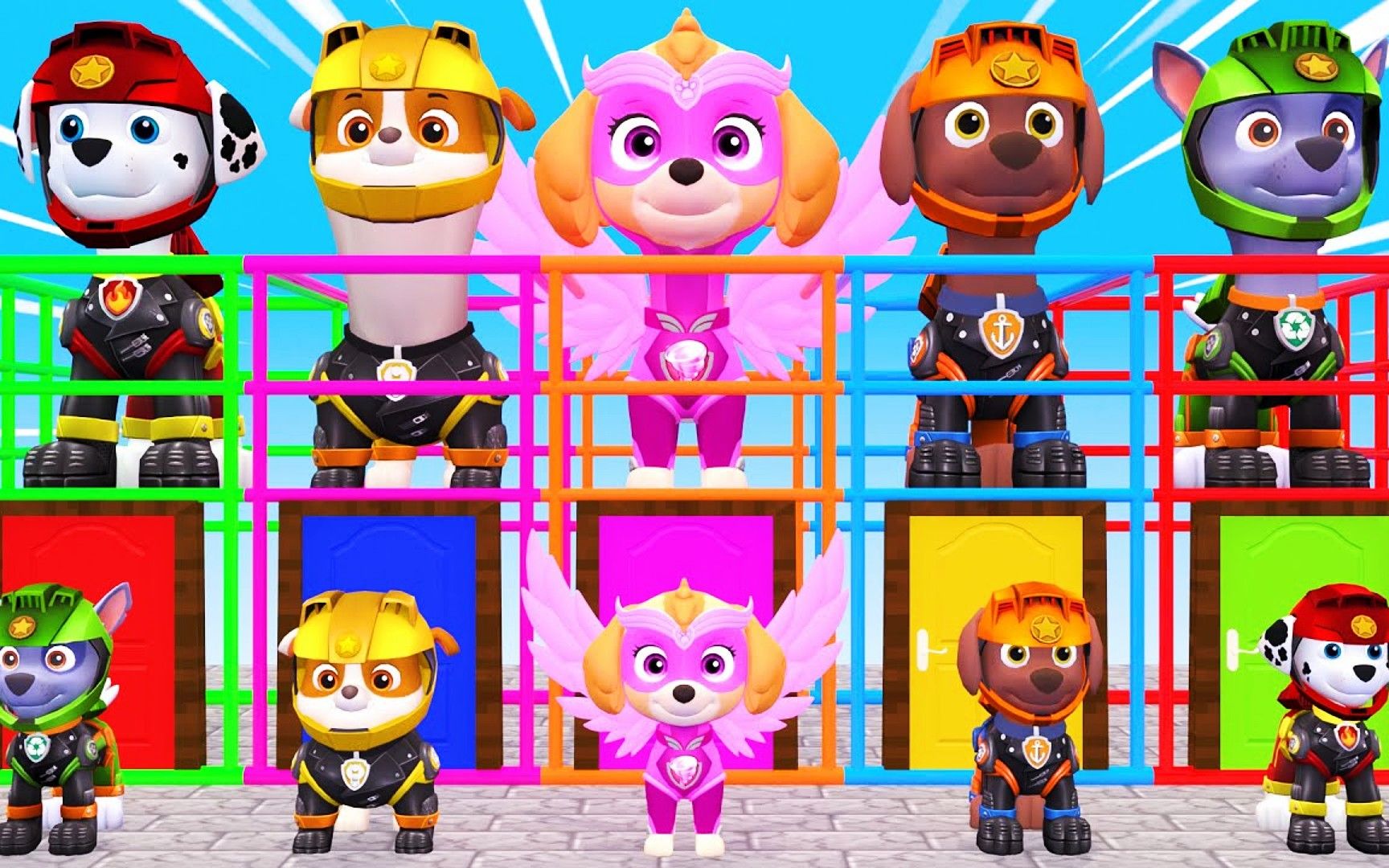 汪汪队玩游戏:小狗狗集合来闯关,灰灰获奖的奖品是美味的大鸡腿