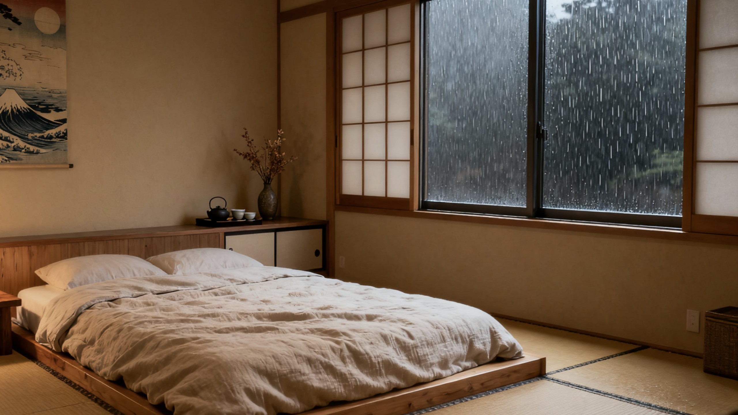 在温馨宁静的日式卧室听雨入睡‖最适合睡觉的雨声频率