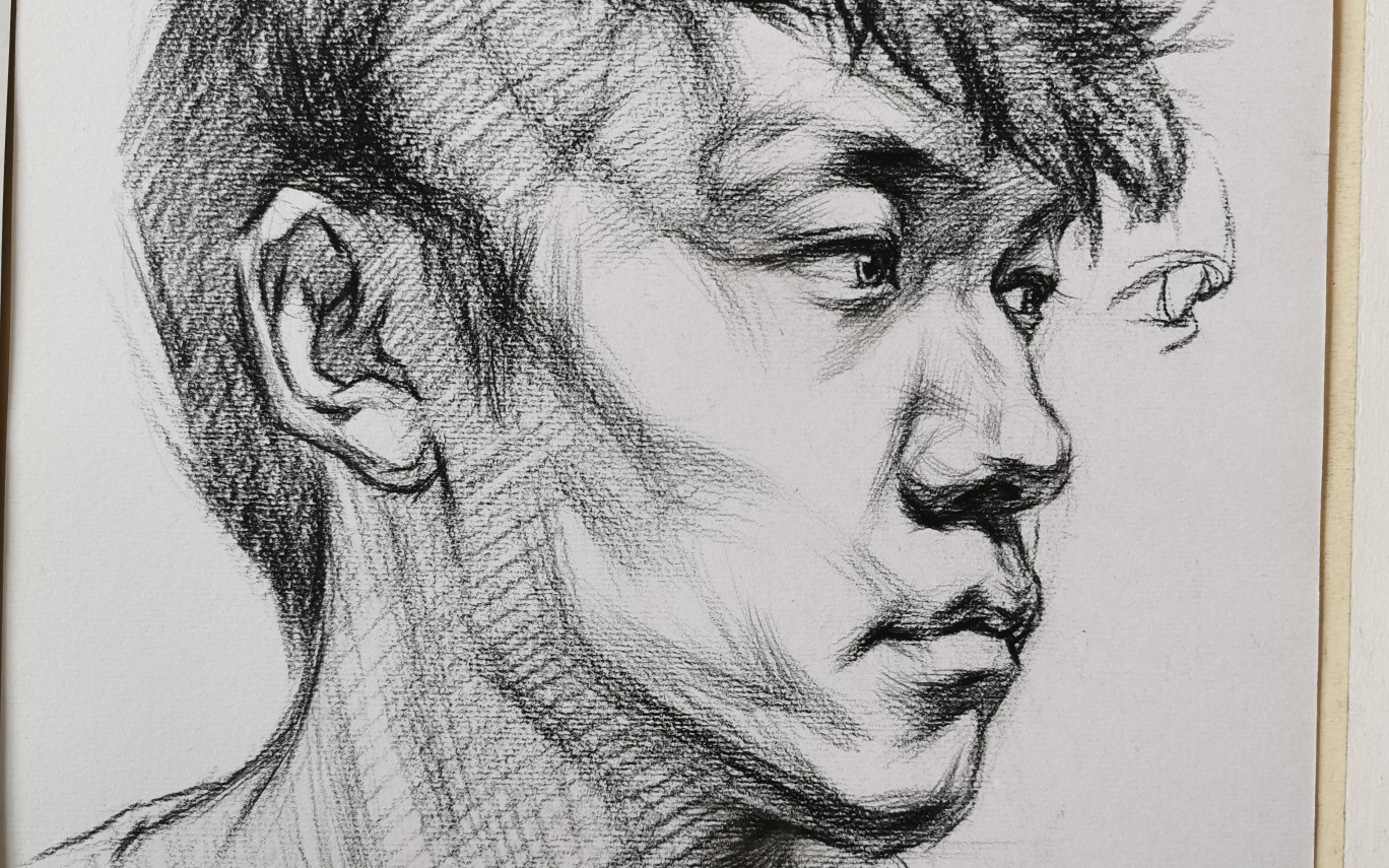 素描结构男青年正侧教程