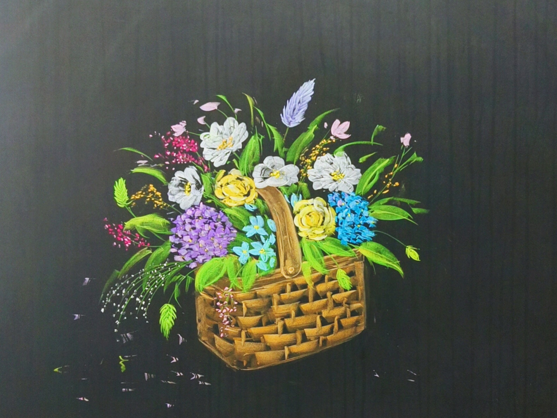 粉笔画花篮