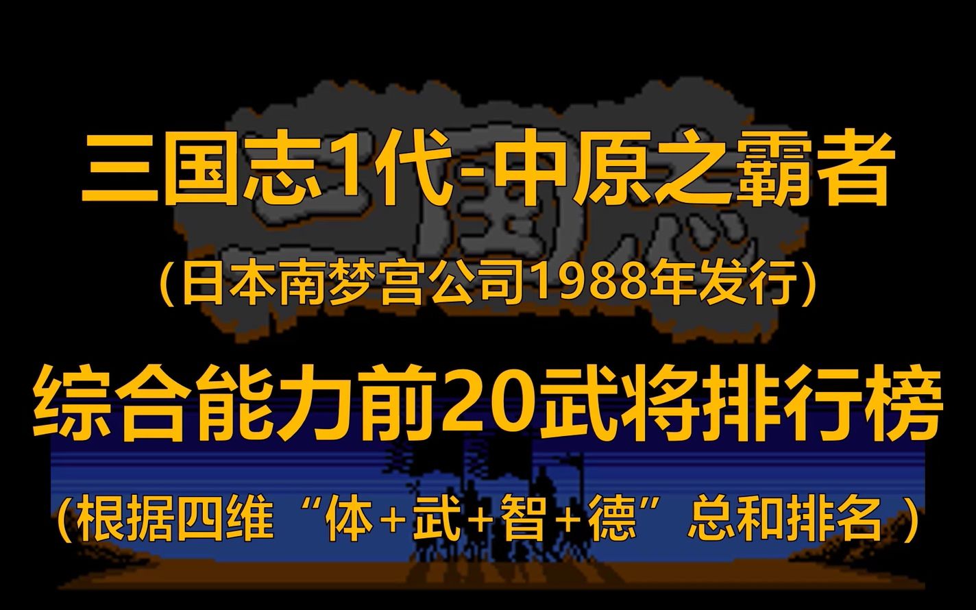 三国最强武将是谁!?请看88年游戏《三国志1中原之霸者》综合能力排行榜哔哩哔哩bilibili三国志