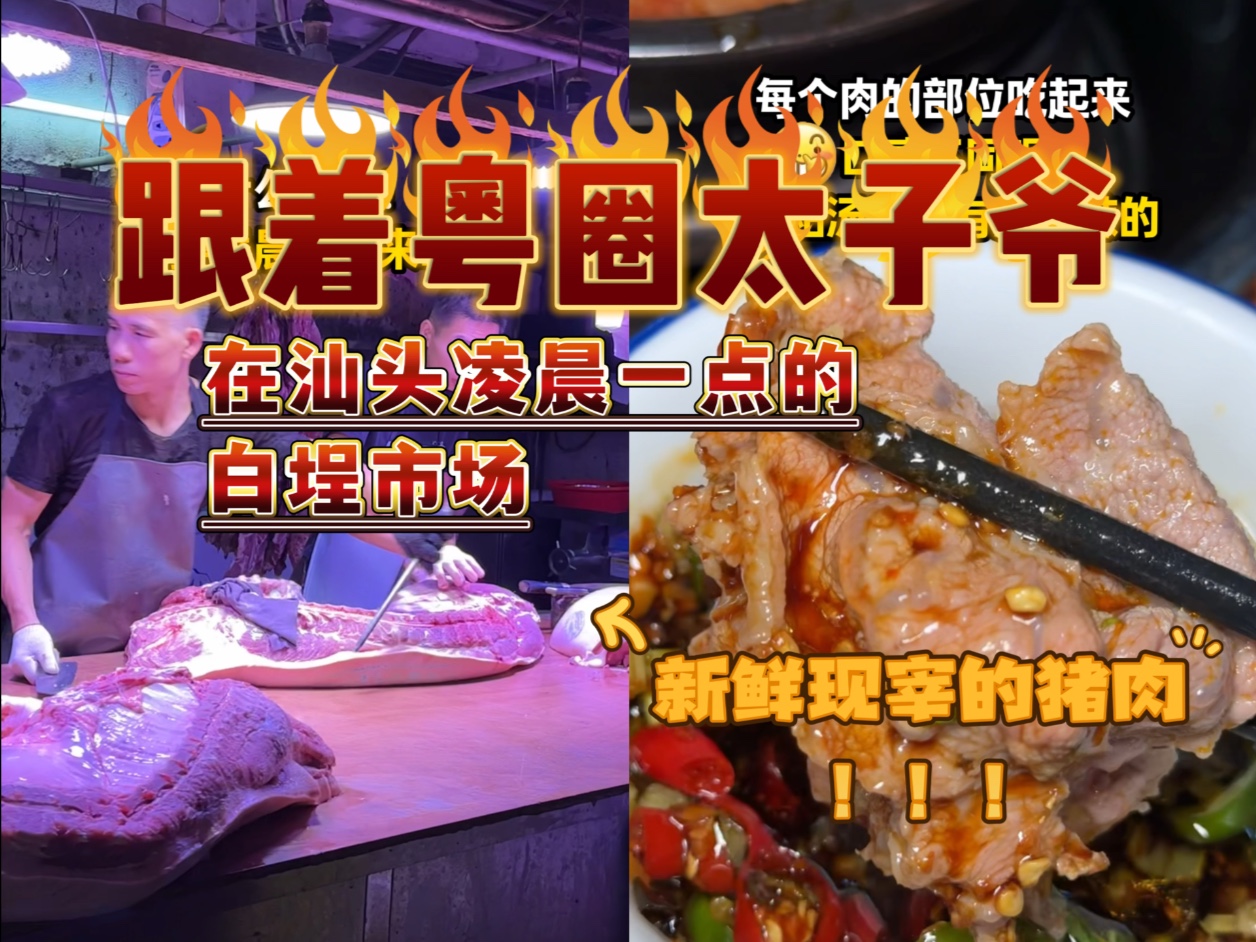 跟着粤圈太子爷居然让我凌晨一点在汕头吃猪肉，就为了这口新鲜……还说这里的猪肉真的不一样？？？