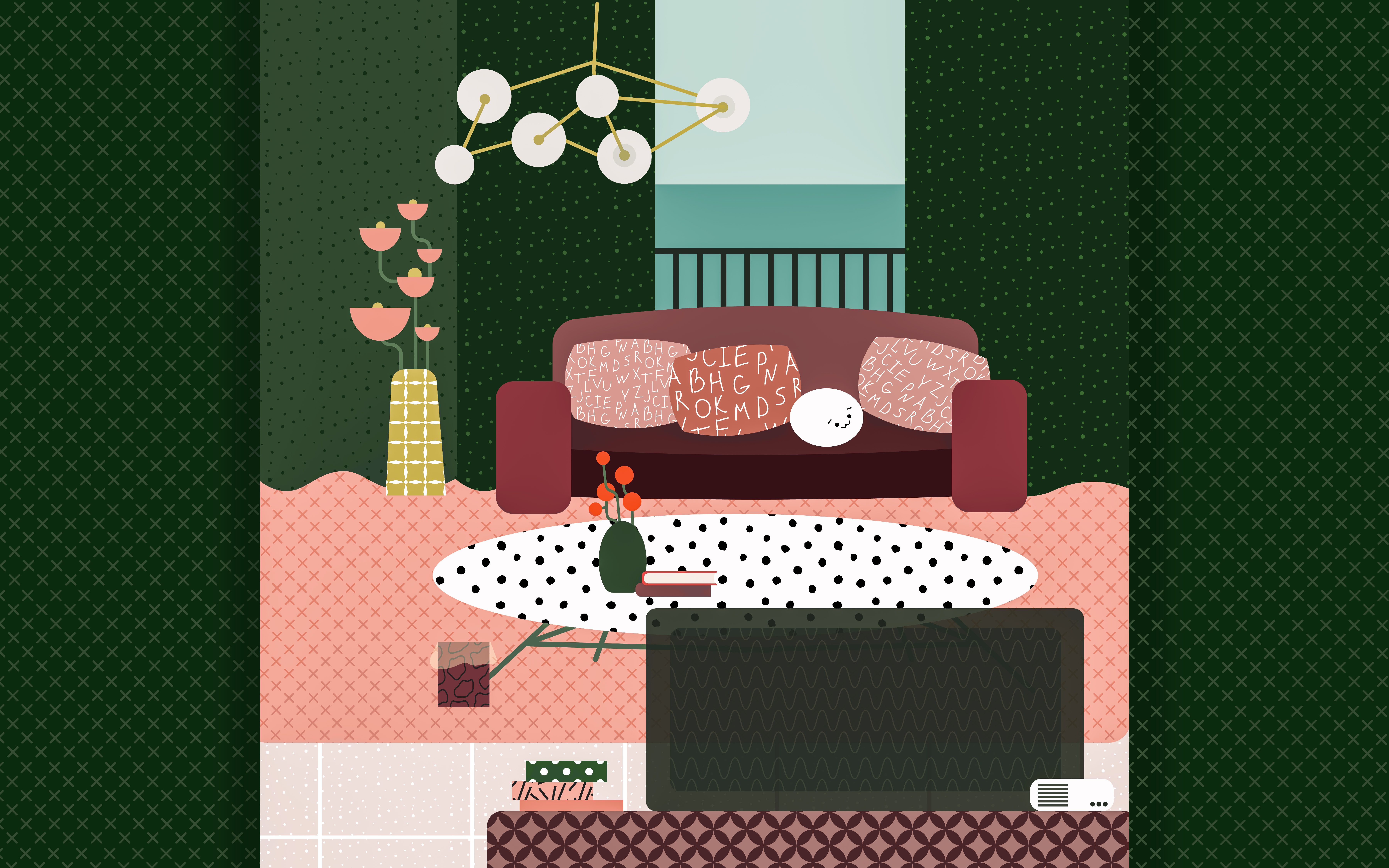 扁平风家居ai插画