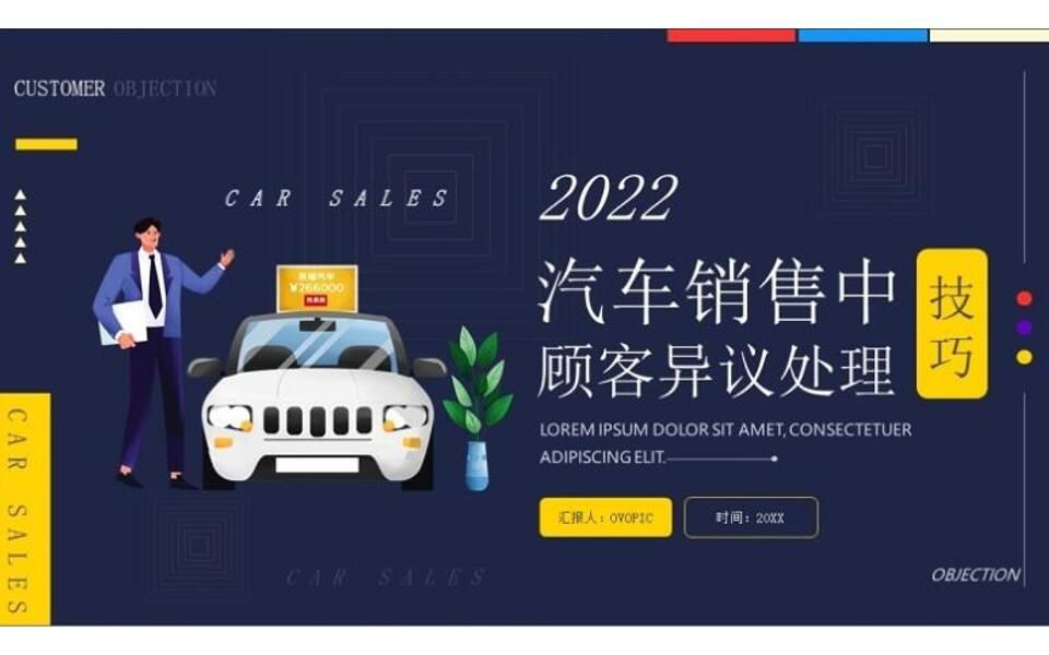 汽车销售中顾客异议处理技巧知识培训PPT模板哔哩哔哩bilibili