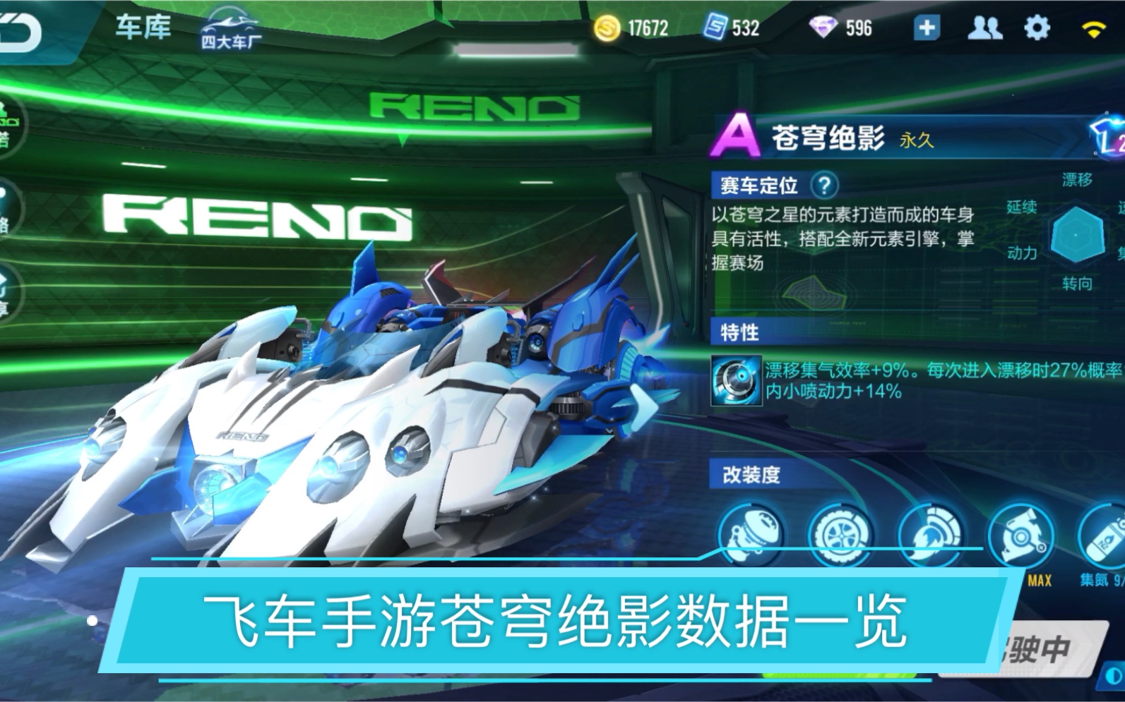 qq飞车手游 苍穹绝影 数据展示!