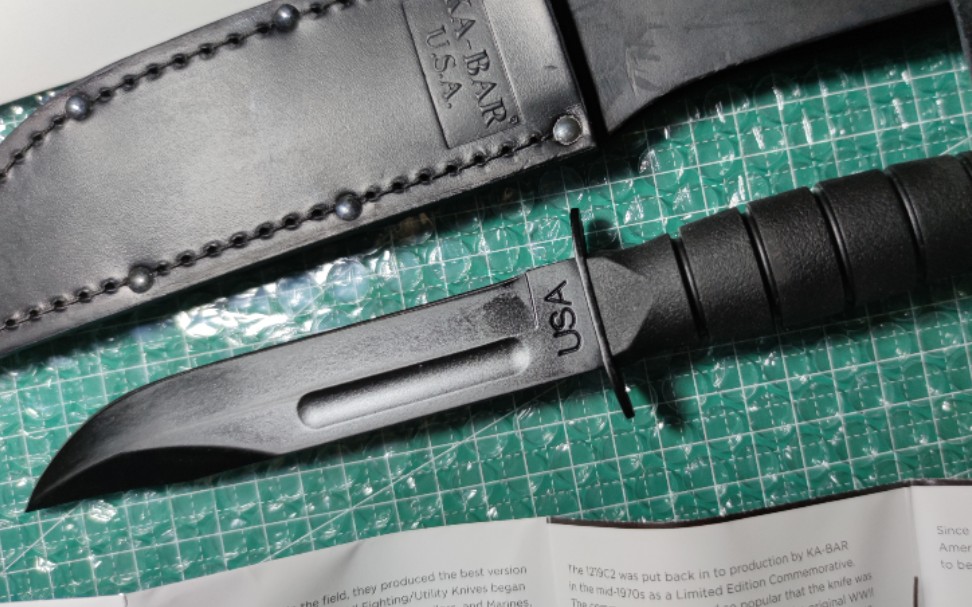 开箱kabar卡巴1256小直刀皮鞘涂层