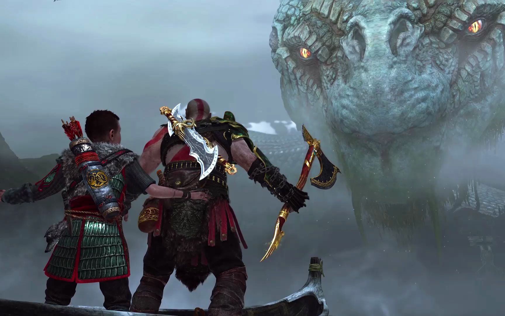 【最高画质】战神4初遇世界之蛇耶梦加得