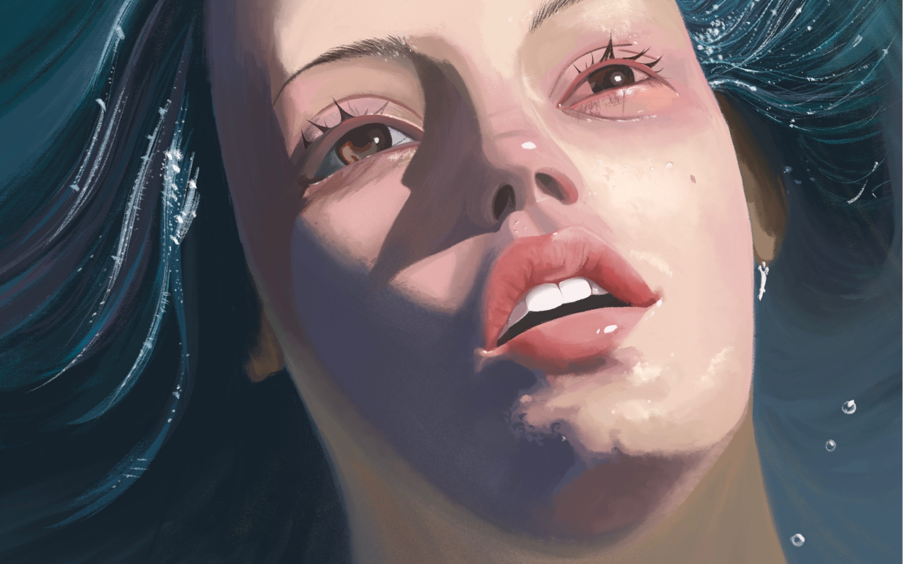 【procreate】人物厚涂练习|如何用厚涂技法表现水下质感_哔哩哔哩