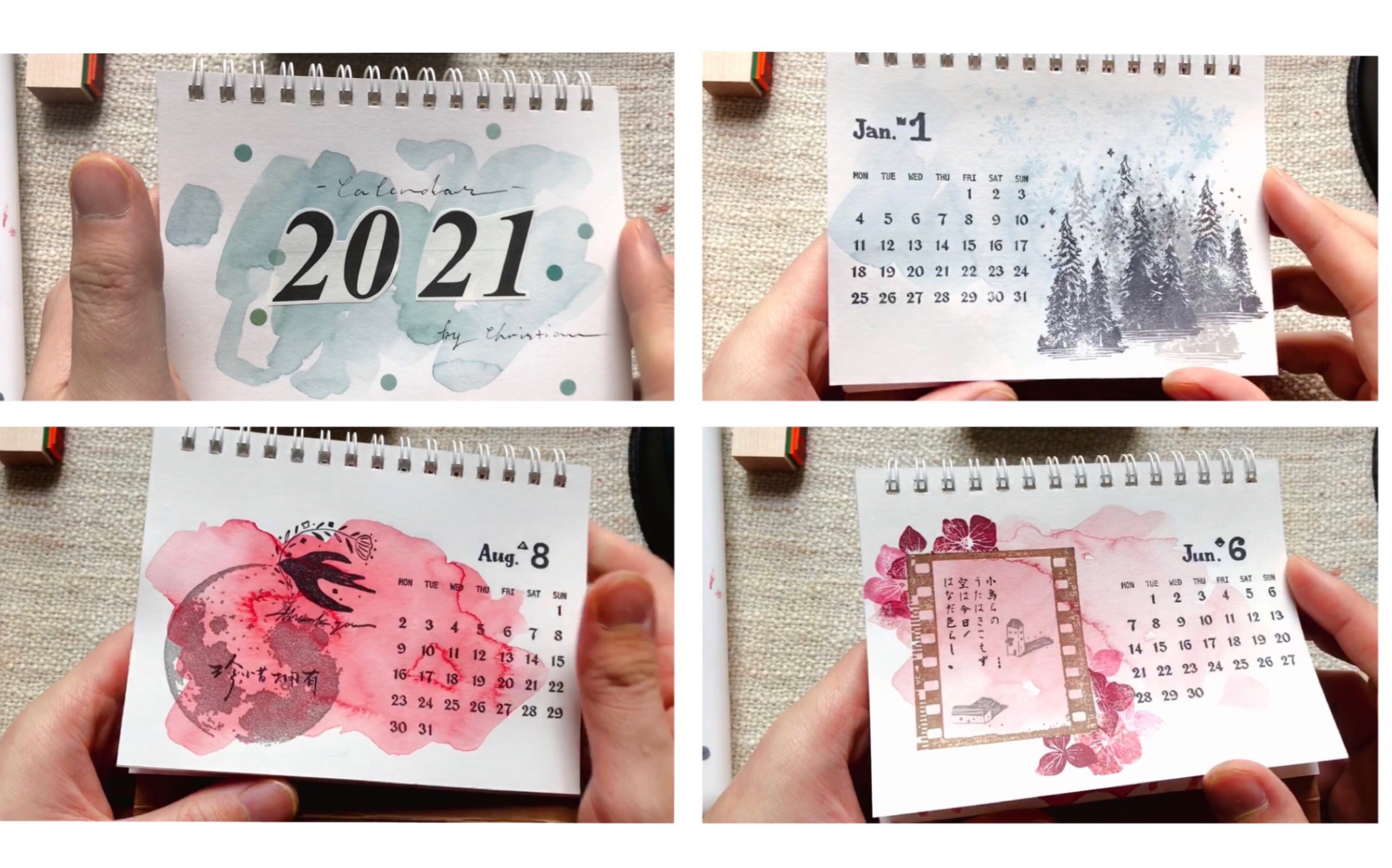 自制2021日历水彩印章小浮力