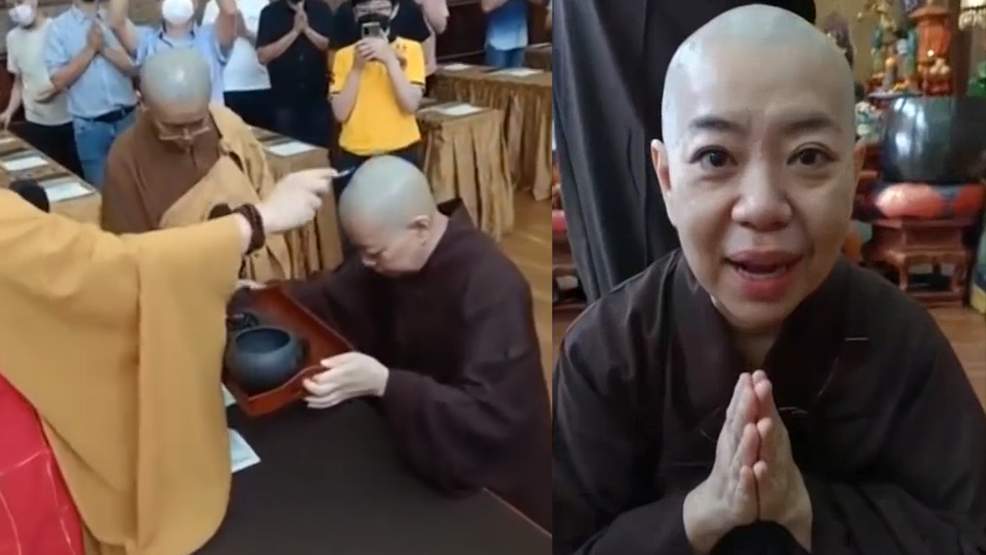 55岁女星直播剃度出家,在好友见证下削发,跟老公离婚做好朋友_哔哩