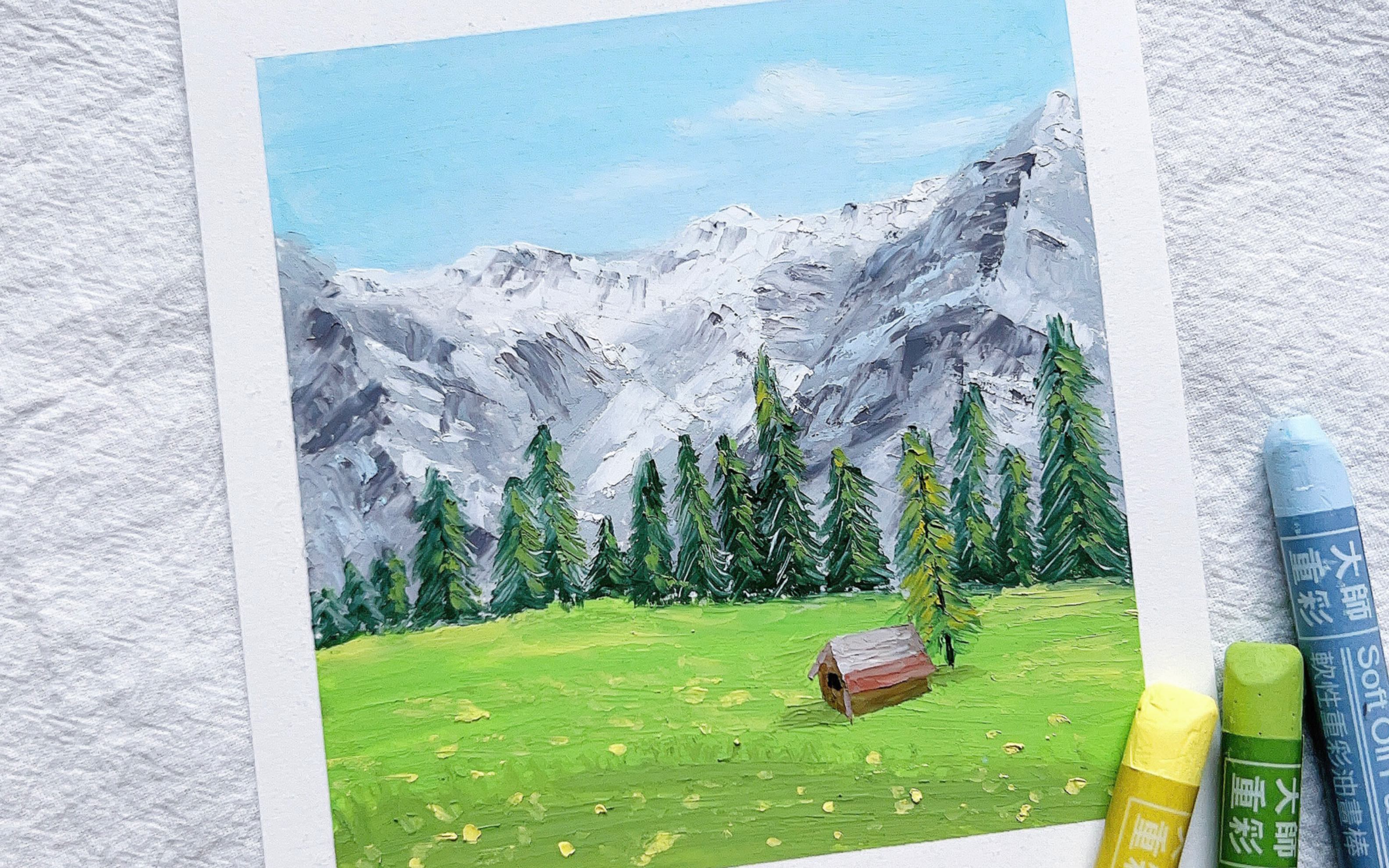 油画棒丨雪山风景