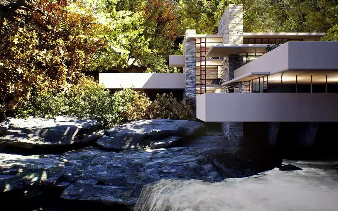 国外高质量虚幻5引擎建筑大师作品(赖特 流水别墅)