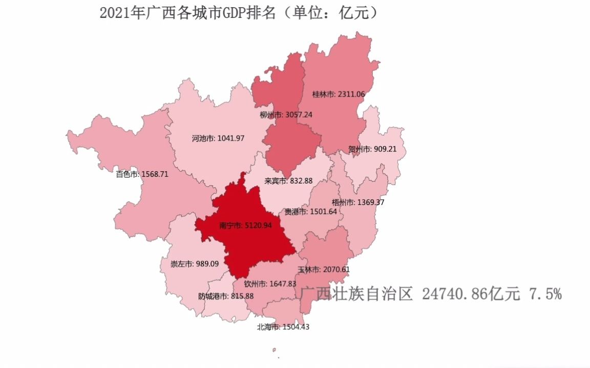 最新数据!2021年广西各城市GDP排名哔哩哔哩bilibili