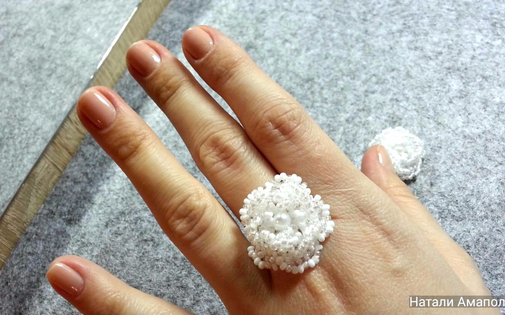 串珠珍珠饰品制作手工珍珠戒指俄语