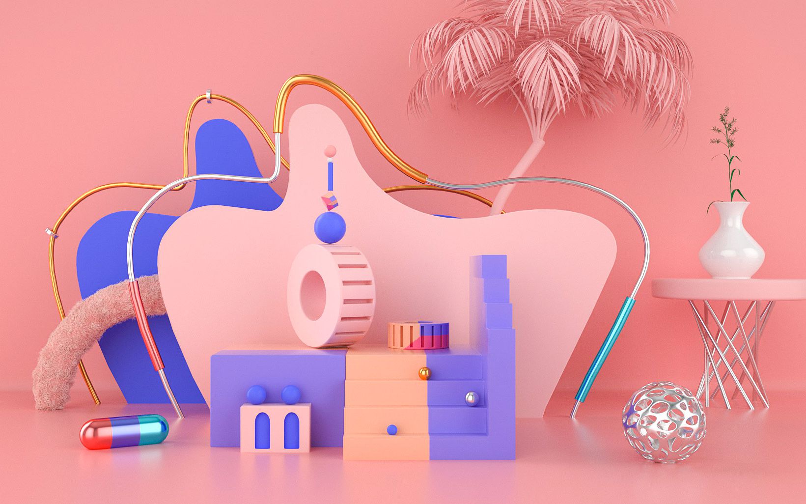 c4d 小场景搭建 c4d电商场景建模渲染 oc 渲染教程 零基础小白也可以