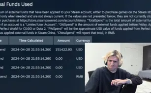 Скачать видео: xQc查看自己Steam历史总消费15万美元