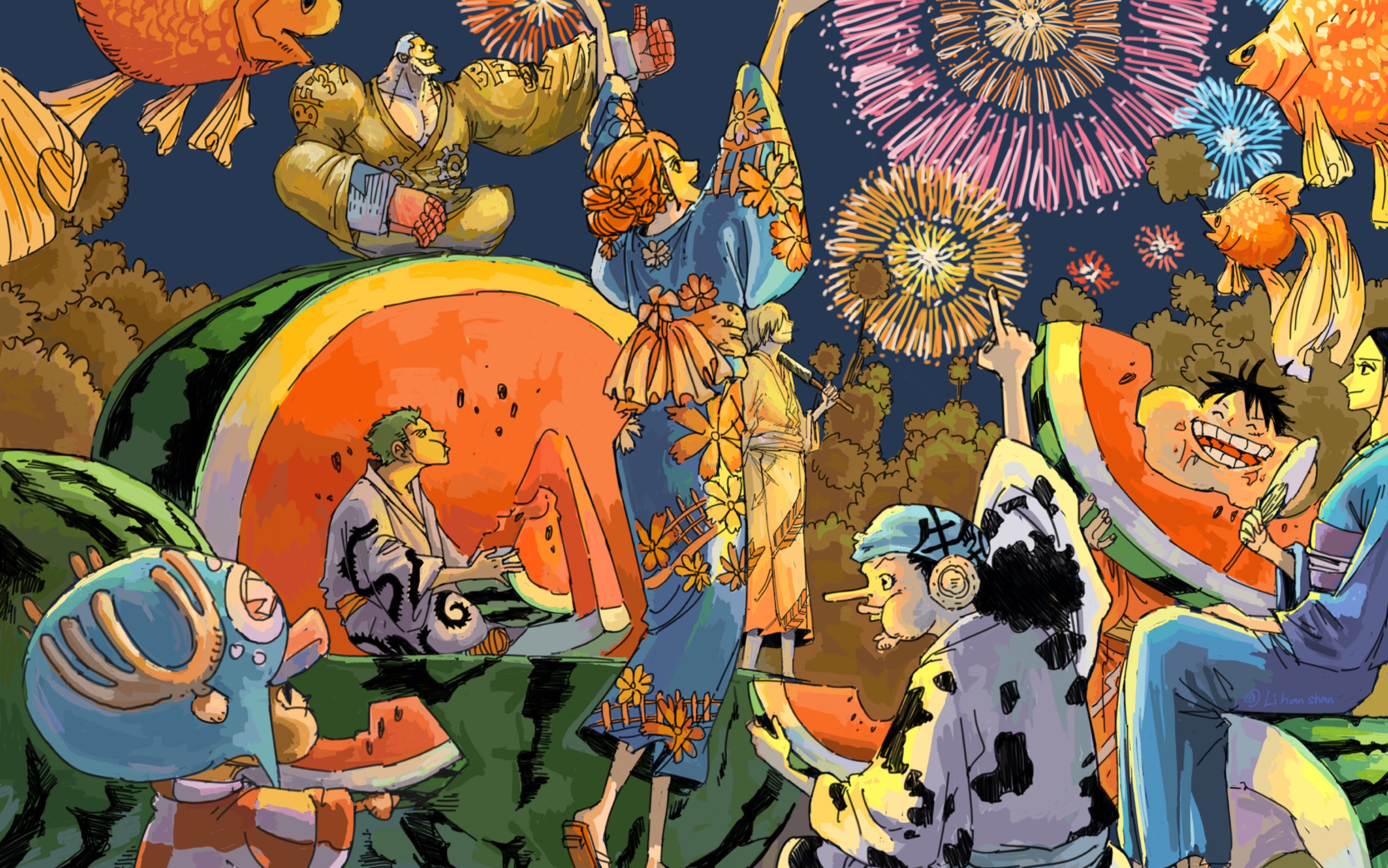 【板绘】海贼王漫画扉页绘画过程八倍速版