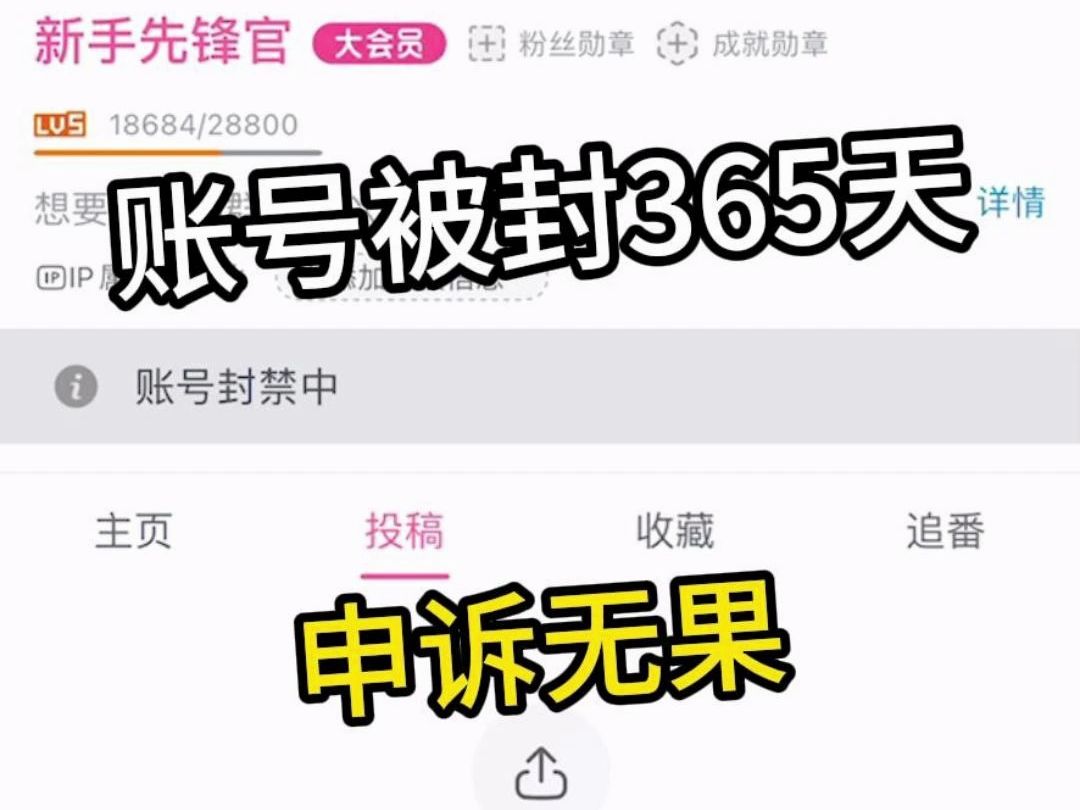 账号被封365天,申诉无果哔哩哔哩bilibili