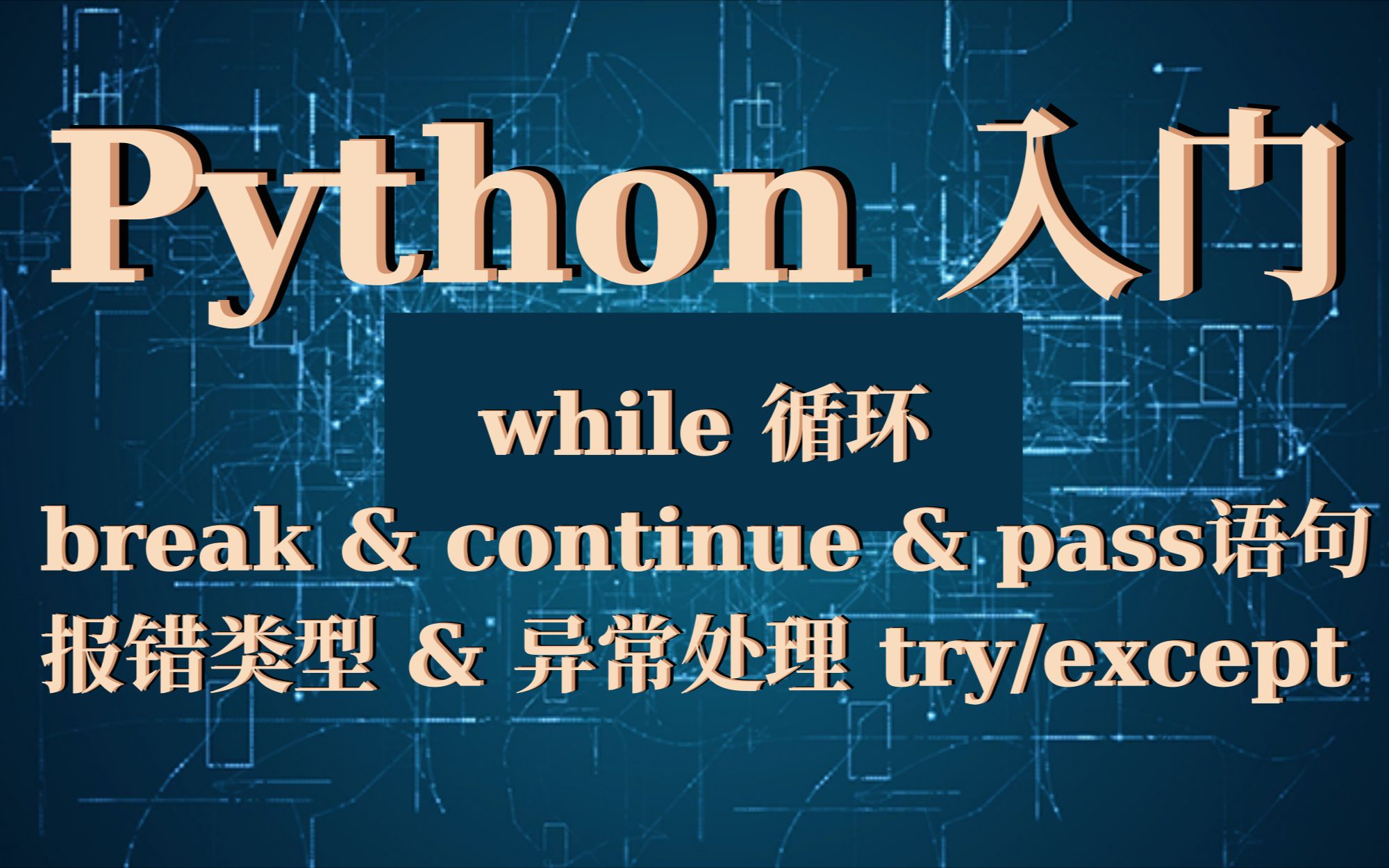 Python入门  [5] while循环 | break & continue & pass语句 | 报错类型 & 用 try/except 进行异常处理哔哩哔哩bilibili