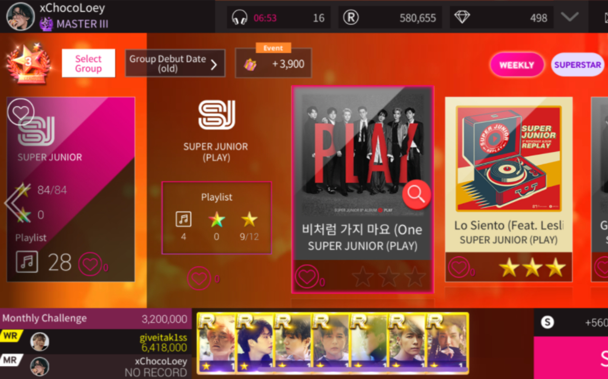 [图]【不要像雨一样走(One More Chance)】【Super Junior】HardMode 3-StarClear SuperstarSM