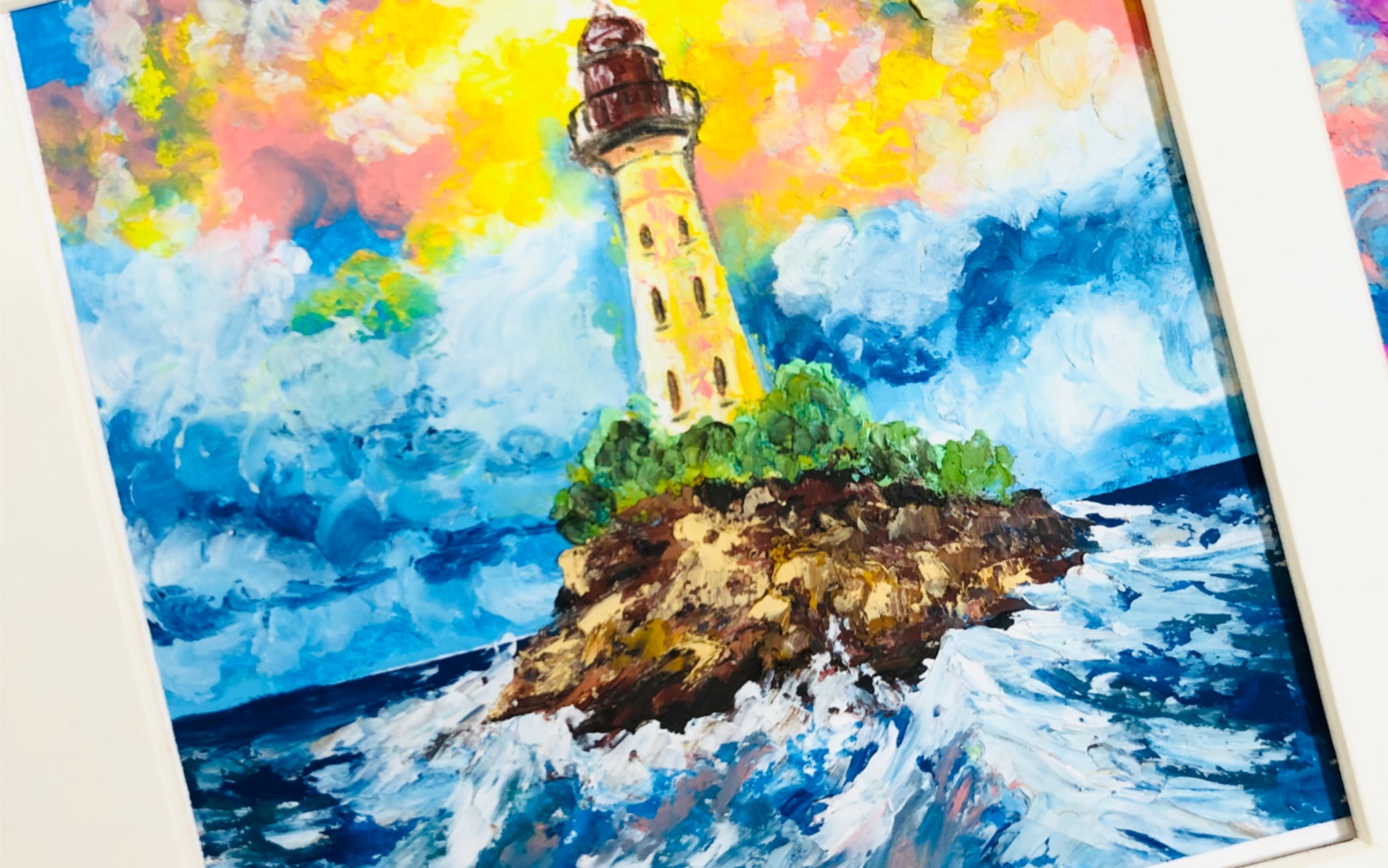 油画棒手绘|落日灯塔|ai素材绘制