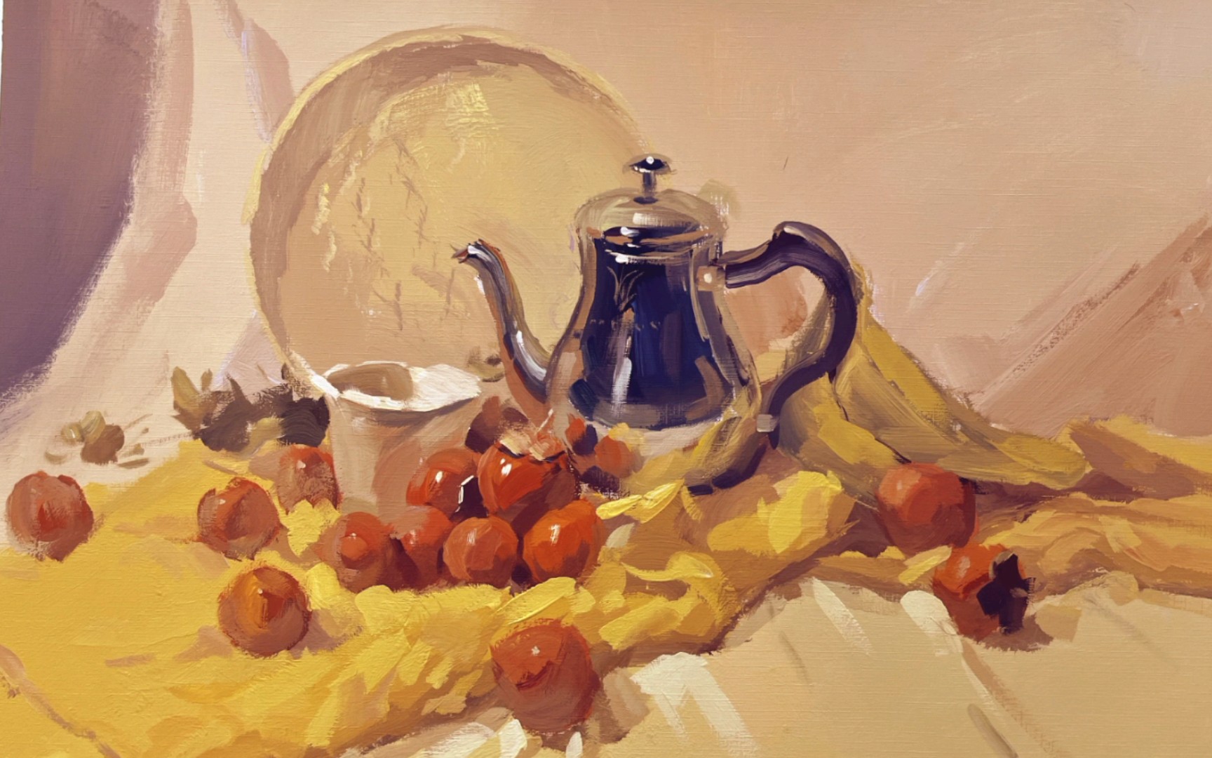 【水粉静物组合】-不锈钢和一堆柿子_哔哩哔哩_bilibili