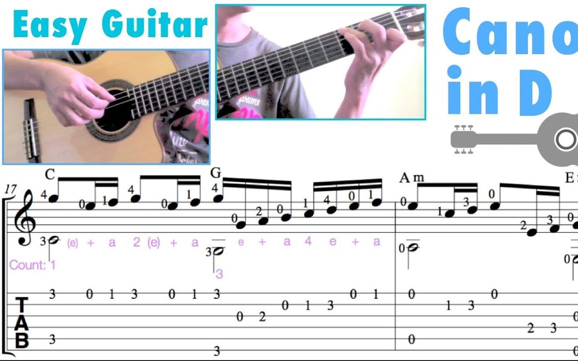 [图]指弹谱|卡农（吉他简单版）Canon in D - Pachelbel (Easy Guitar)