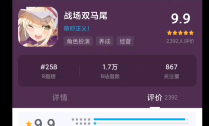 战场双马尾已突破9.9分!哔哩哔哩bilibili