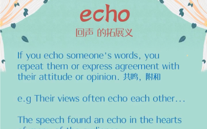 【英语知识卡片】echo除了回声还有什么意思?哔哩哔哩bilibili