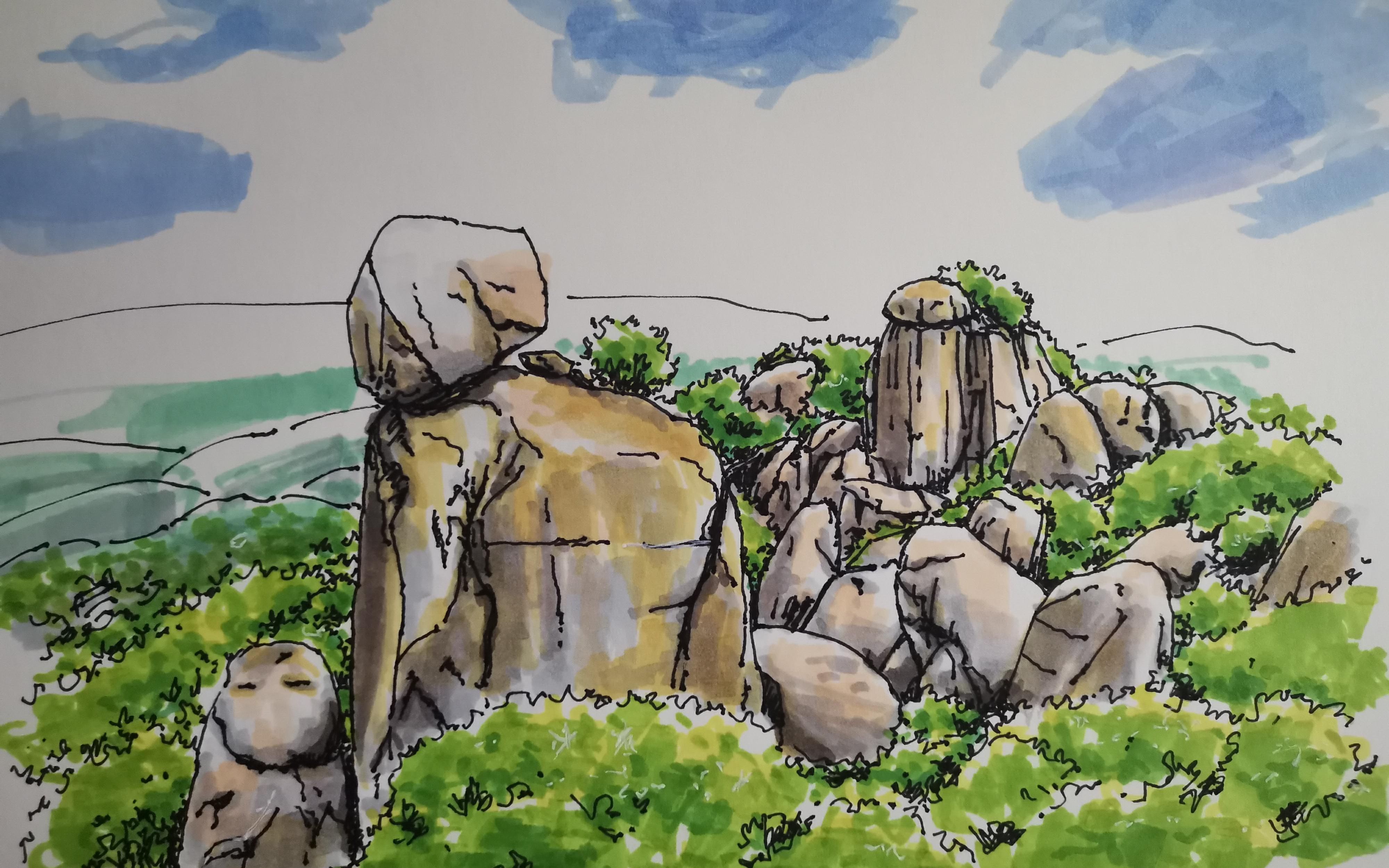 海上仙都太姥山,国家5a级旅游景区,飞来石风景写生