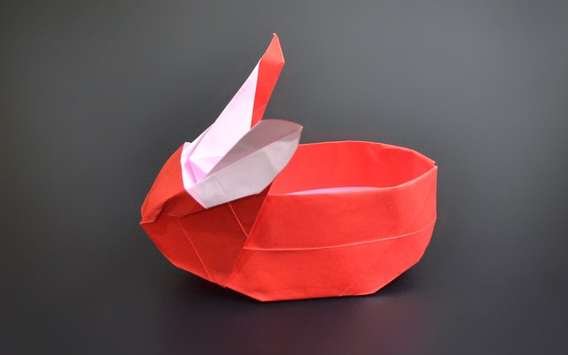 【文兄的折纸搬运(四十八)】中秋快来了,折个兔篮子放月饼吧~_哔哩