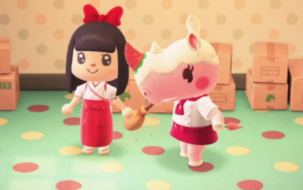 东东动森巫女和草莓犀牛一起做樱花花瓣吧