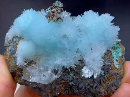 花状蓝纹石 孔雀石 共生矿标 尺寸10x7厘米