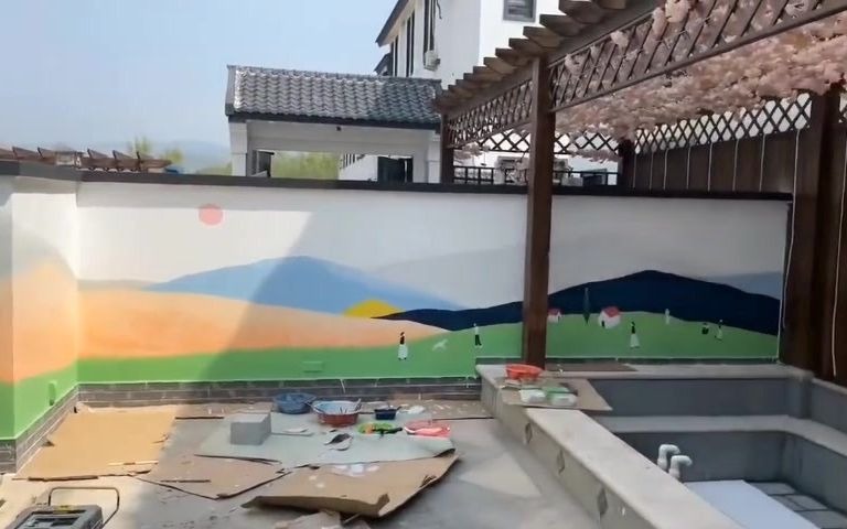 【涂鸦日常】别墅区风景墙别墅区风景墙哔哩哔哩bilibili