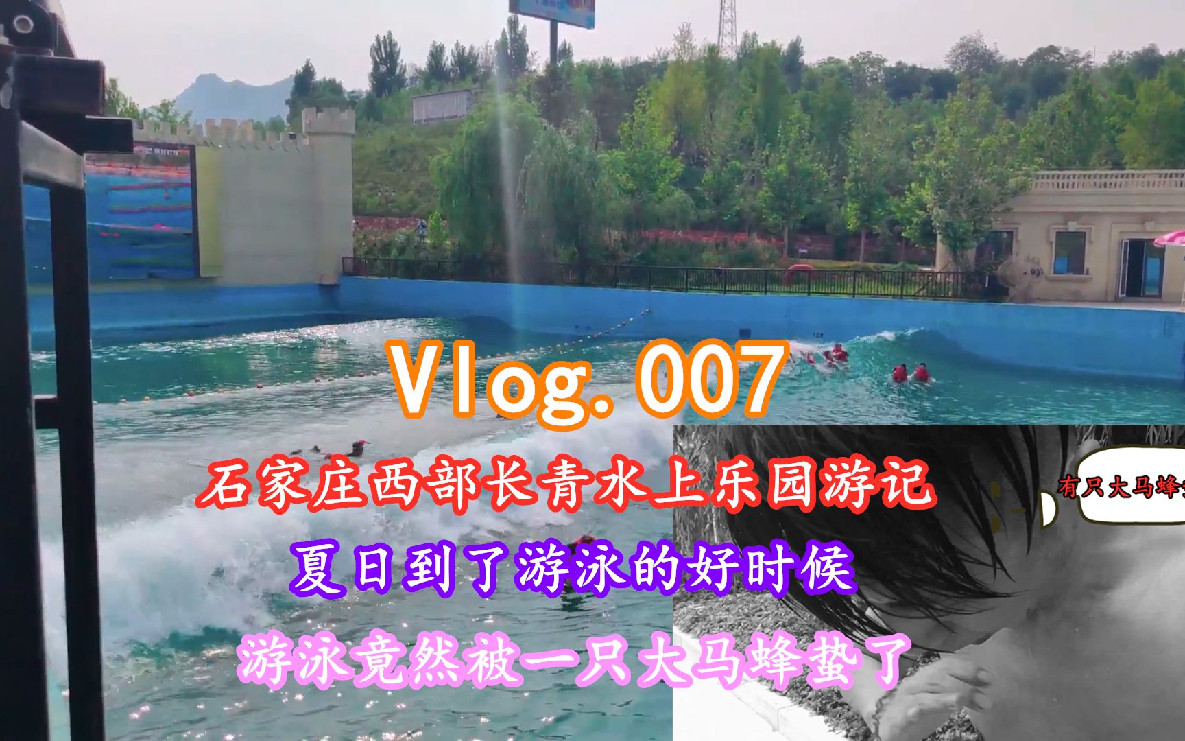 Vlog夏日石家庄西部长青水上乐园游记,游泳竟然被大马蜂蛰了.哔哩哔哩bilibili