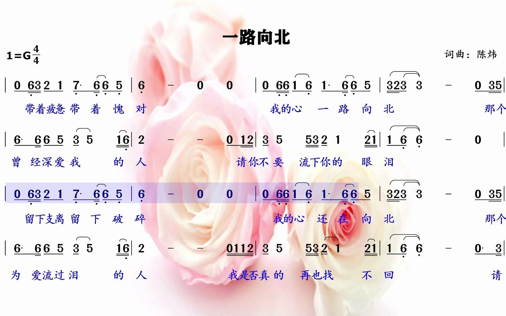 冷漠催泪经典《一路向北》简谱领唱练习,声声入心、字字传情!哔哩哔哩bilibili