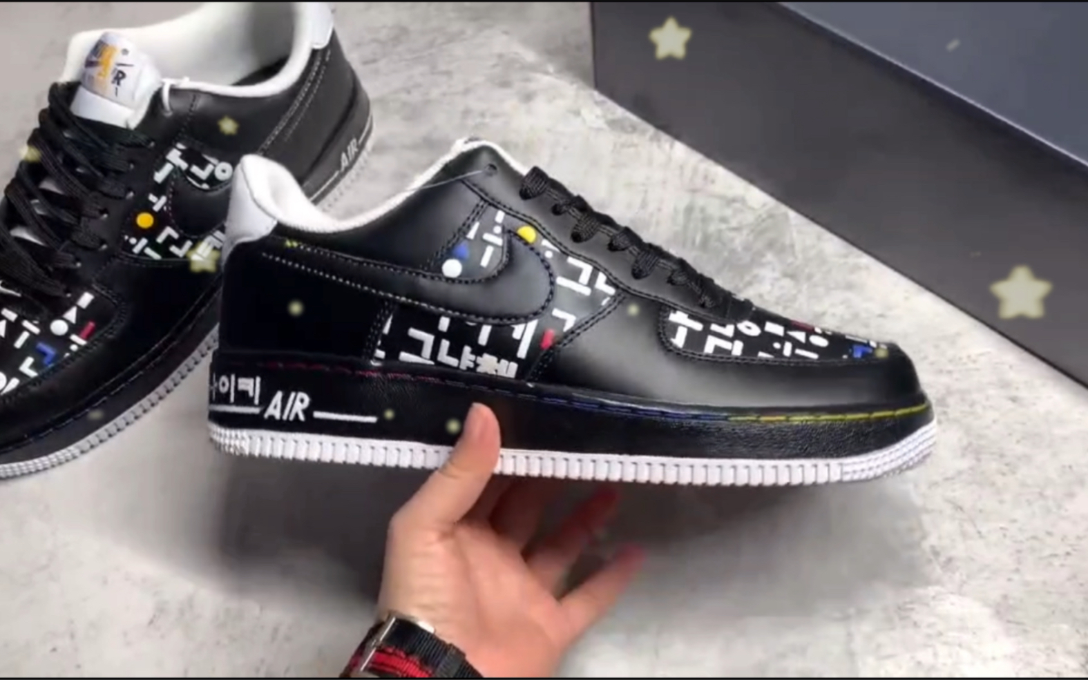 耐克 nike air force 1 low 空军一号低帮黑白韩文运动鞋货号do2704