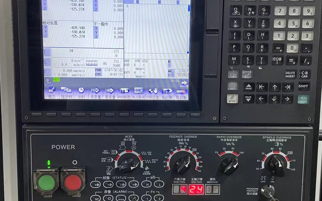 准新乔鸿1060l,台正床身,两线一硬,三菱m80系统,bt40主轴8000转,24t刀