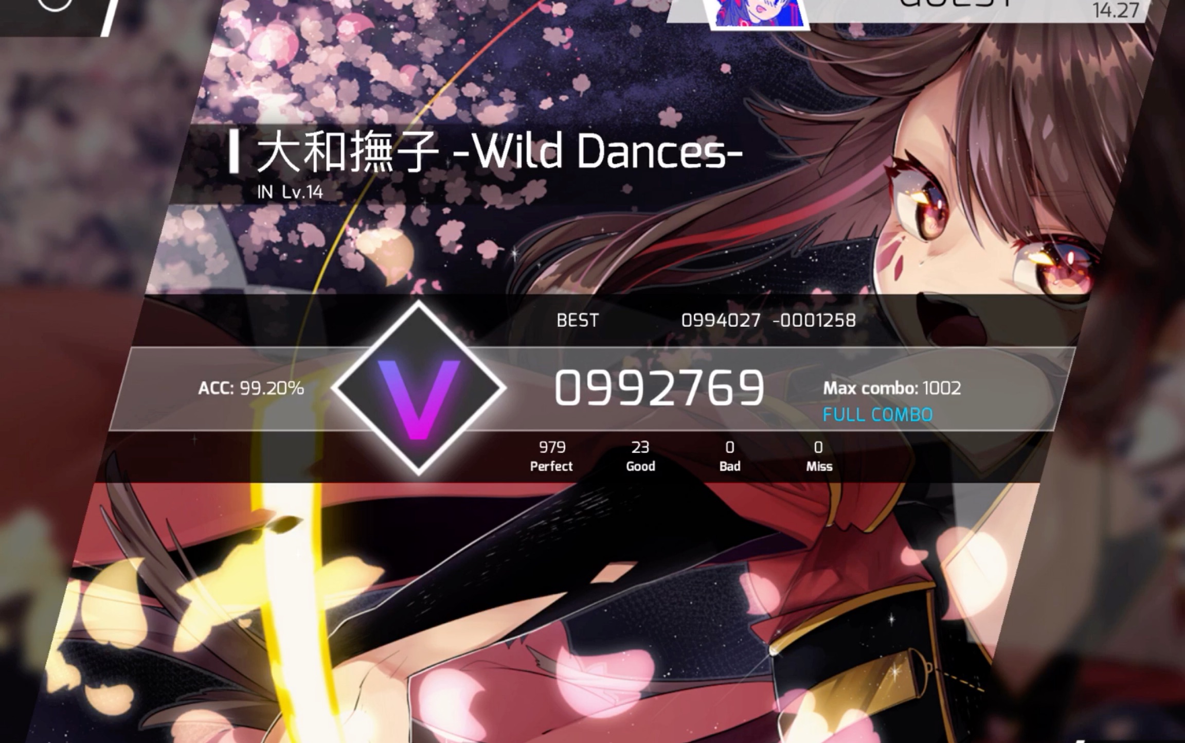 大和抚子 -wild dances- in14 992769 v full combo_音游热门视频