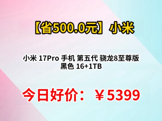 小米 17Pro 手机 第五代 骁龙8至尊版 黑色 16+1TB